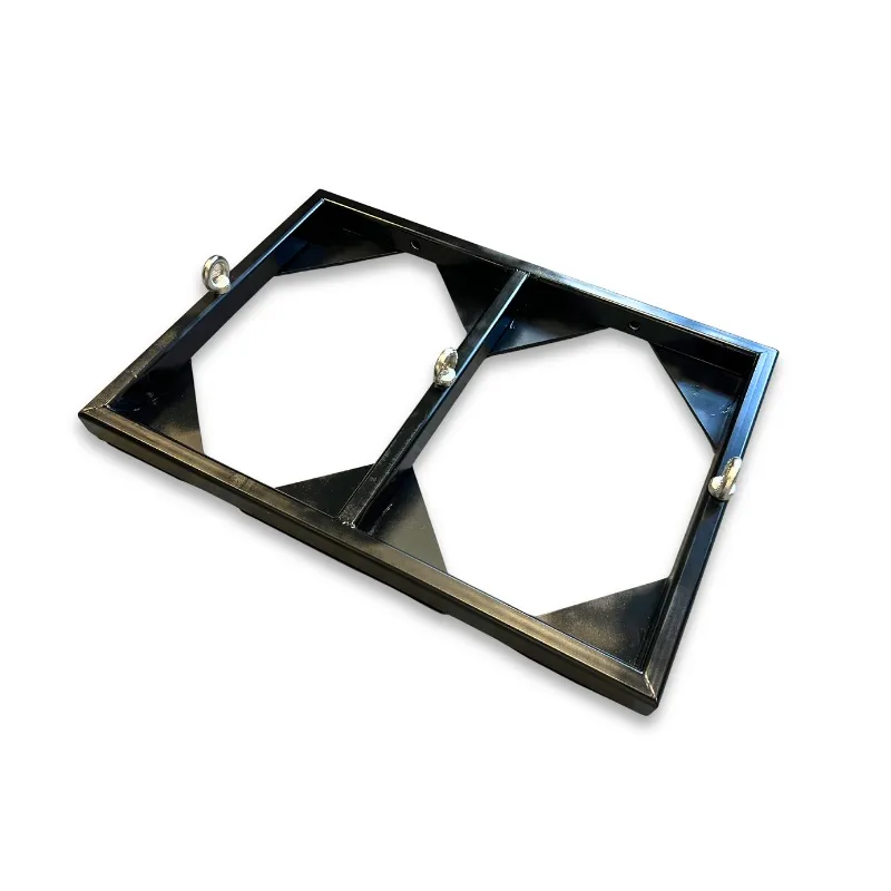 IMTP Platform — black steel frame with two plate cut-outs and quick-release knobs on the edges